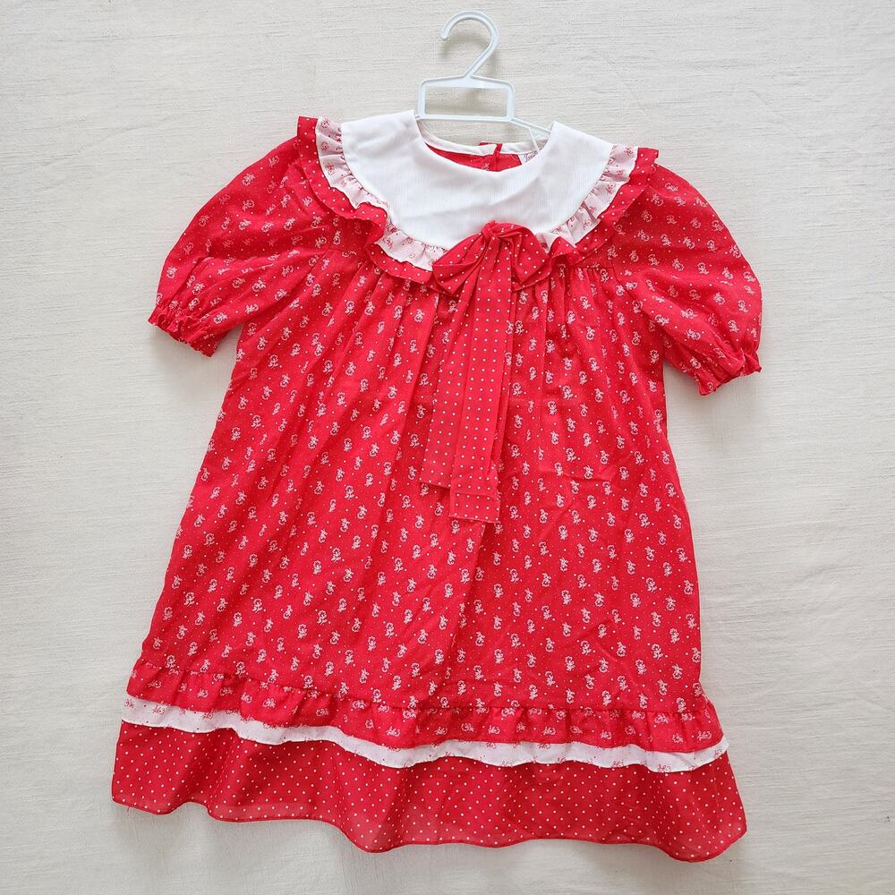 Vintage Jane Darling Red Floral Dress kids 6